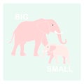 Big and small opposite adjective vector illustration for english lesson education